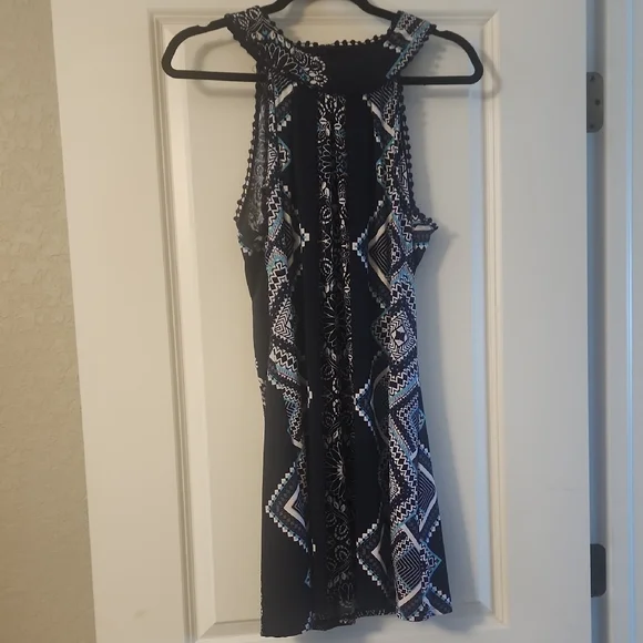 Trixxi Dresses | Trixxi Three Pink Hearts Womans Navy And White Halter Midi Dress Teal Accents | Color: Blue/White | Size: L | Wpbbabygirl's Closet